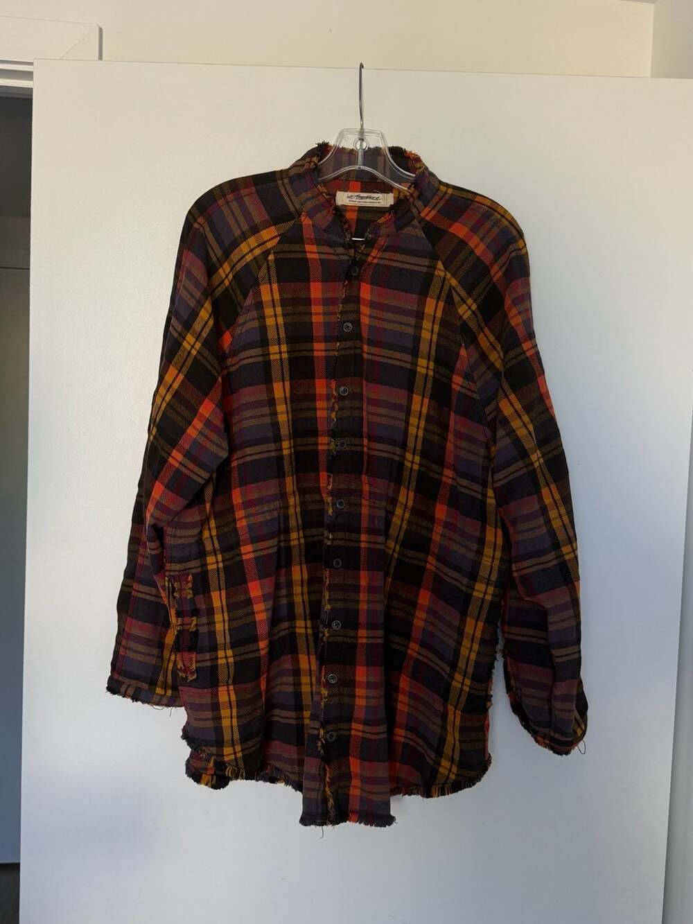 We The Free Summer Daydream Plaid Raw-Hem Button-Down Shirt Sz M - Picture 1 of 6